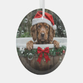 Irish Setter Cute Christmas Holiday Dog Ornament Aus Glas (Vorderseite Rechts)