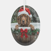 Irish Setter Cute Christmas Holiday Dog Ornament Aus Glas (Vorderseite links)