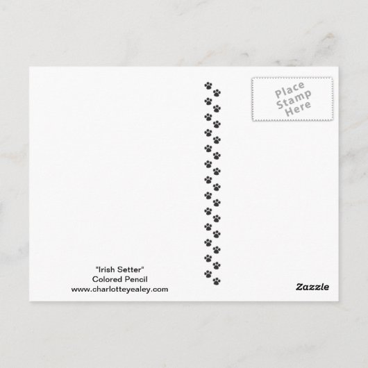 Irish Setter Dog Art Postcard Postkarte (Rückseite)