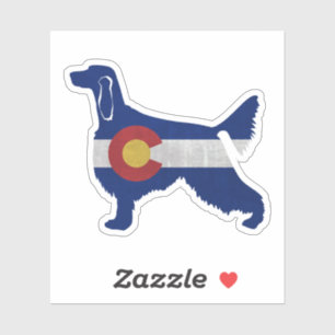 Irish Setter Dog Breed Colorado Flag Silhouette Aufkleber