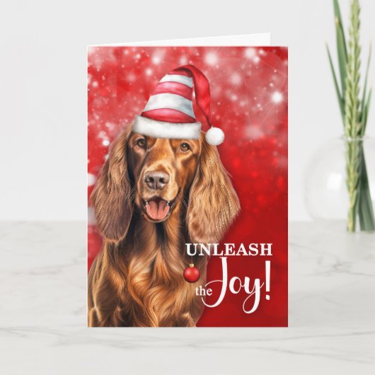 Irish Setter Dog entleash die Freude Weihnachten (Vorderseite)