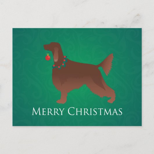 Irish Setter Dog Frohe Weihnachtsgestaltung Feiertagspostkarte (Vorderseite)