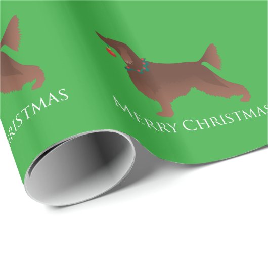 Irish Setter Dog Frohe Weihnachtsgestaltung Geschenkpapier (Rolleneckpunkt)