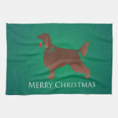 Irish Setter Dog Frohe Weihnachtsgestaltung Geschirrtuch (Horizontal)