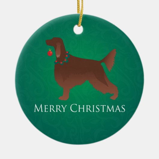 Irish Setter Dog Frohe Weihnachtsgestaltung Keramikornament (Vorne)