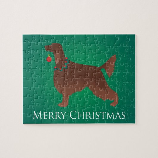 Irish Setter Dog Frohe Weihnachtsgestaltung Puzzle (Horizontal)