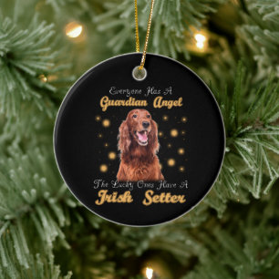 Irish Setter Dog Guardian Angle Pet Gedenkstätte Keramik Ornament