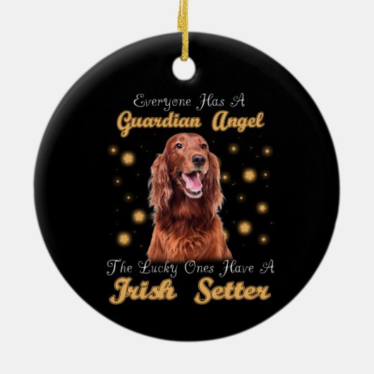 Irish Setter Dog Guardian Angle Pet Gedenkstätte Keramik Ornament (Hinten)