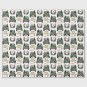 Irish Setter Dog Retro Truck Monogramm Weihnachten Geschenkpapier (Flach)