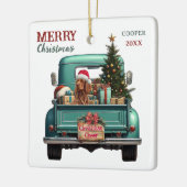 Irish Setter Dog Retro Truck Weihnachten Keramikornament (Links)