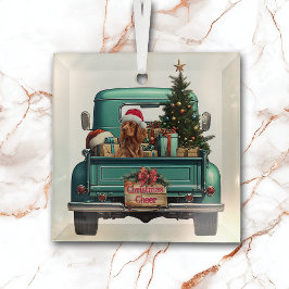 Irish Setter Dog Retro Truck Weihnachten Ornament Aus Glas