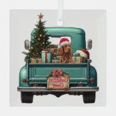 Irish Setter Dog Retro Truck Weihnachten Ornament Aus Glas (Rückseite)