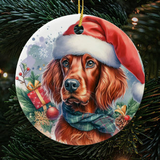 Irish Setter Dog Watercolor Weihnachten Keramik Ornament
