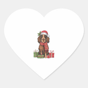 Irish Setter Dog WeihnachtsOutfits Weihnachtsmannm Herz-Aufkleber