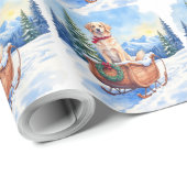 Irish Setter Enjoying Christmas Sleigh Ride Winter Geschenkpapier (Rolleneckpunkt)