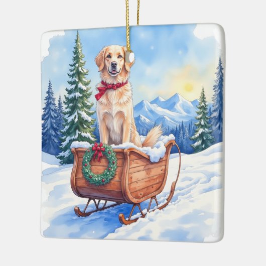 Irish Setter Enjoying Christmas Sleigh Ride Winter Keramikornament (Links)
