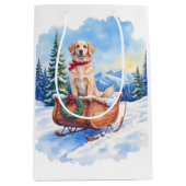 Irish Setter Enjoying Christmas Sleigh Ride Winter Mittlere Geschenktüte (Vorderseite)