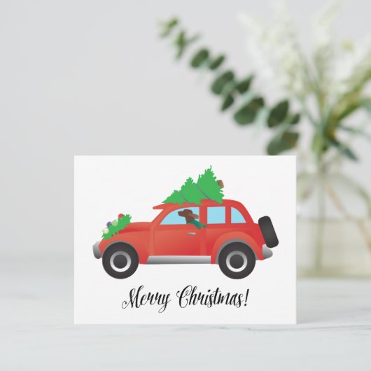 Irish Setter Fahren eines Autos mit einem Baum obe Postkarte (Stehend Vorderseite)