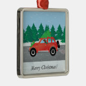 Irish Setter Fahren eines Autos mit einem Baum obe Silbernes Ornament (Rechts)