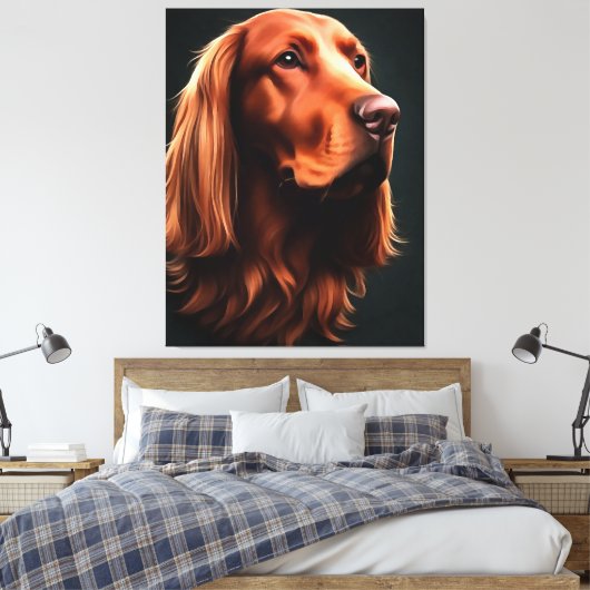 Irish Setter Fine Art Pet Portrait Leinwanddruck (Insitu (Schlafzimmer))