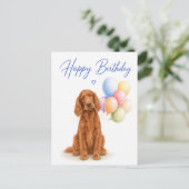 Irish Setter Geburtstag Postkarte (Stehend Vorderseite)