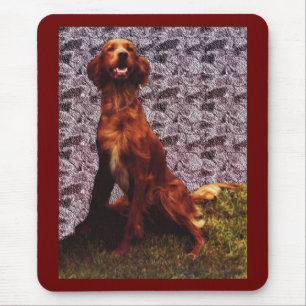 Irish Setter & Gemusterte Betonwand-Mauspad Mousepad