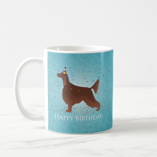 Irish Setter Happy Birthday Design Kaffeetasse (Links)