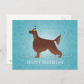 Irish Setter Happy Birthday Design Postkarte (Vorne/Hinten)