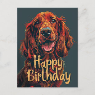 Irish Setter Happy Birthday Postkarte