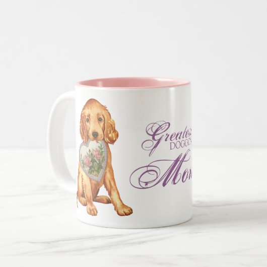 Irish Setter Heart Mama Zweifarbige Tasse (Vorderseite Links)