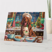 Irish Setter Holiday Baking: Festliche Weihnachten Karte (Vorderseite)