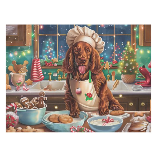 Irish Setter Holiday Baking: Festliche Weihnachten Tischdecke (Vorderseite (Horizontal))