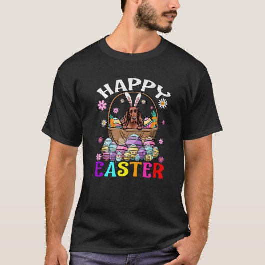 Irish Setter Hund Happy Oaster Bunny Eggs Ostern T-Shirt (Vorderseite)