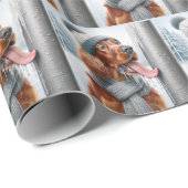 Irish Setter Hund leckt einen gefrorenen Pole Geschenkpapier (Rolleneckpunkt)