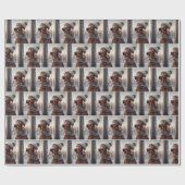 Irish Setter Hund leckt einen gefrorenen Pole Geschenkpapier (Flach)