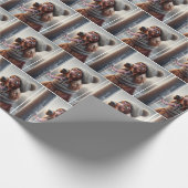 Irish Setter Hund leckt einen gefrorenen Pole Geschenkpapier (Ecke)