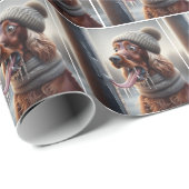 Irish Setter Hund leckt einen gefrorenen Pole Geschenkpapier (Rolleneckpunkt)