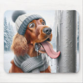 Irish Setter Hund leckt einen gefrorenen Pole Mousepad (Vorne)