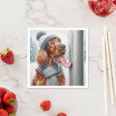 Irish Setter Hund leckt einen gefrorenen Pole Serviette (Beispiel)