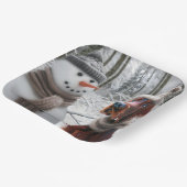 Irish Setter Hund mit einem Schneemann Pappteller (Gewinkelt)