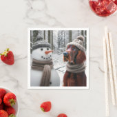 Irish Setter Hund mit einem Schneemann Serviette (Beispiel)