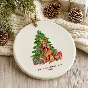 Irish Setter Hund personalisiertes Weihnachten Keramik Ornament