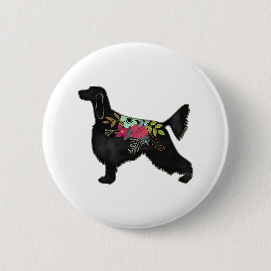 Irish Setter Hund Rasse Bohemische Silhouette Button (Vorderseite)