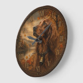 Irish Setter im Herbst – Rustikale Jagdhund-Kunst Große Wanduhr (Winkel)