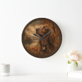 Irish Setter im Herbst – Rustikale Jagdhund-Kunst Große Wanduhr (Zuhause)