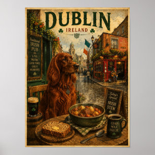Irish Setter in Dublin Vintage Reiseposter Poster