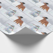 Irish Setter in Snowflakes mit Weihnachtsschneeman Geschenkpapier (Ecke)