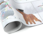 Irish Setter in Snowflakes mit Weihnachtsschneeman Geschenkpapier (Rolleneckpunkt)