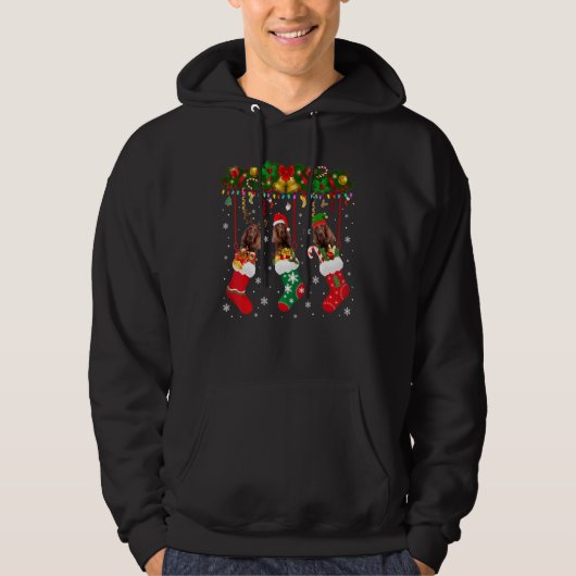 Irish Setter in Sock Xmas Rentier Santa Elf Hund Hoodie (Vorderseite)