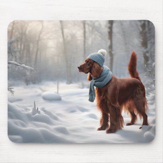 Irish Setter in Winterwald Mousepad (Vorne)